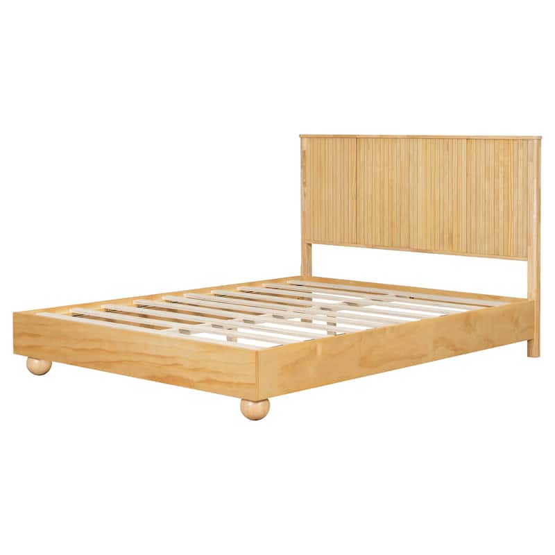 Christopher Knight Home - Anna Natural Wood Bed Frame With Reeded Headboard