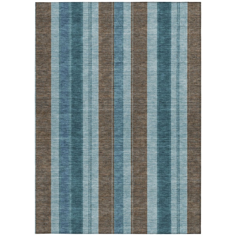 HomeRoots Striped Transitional Rectangle Outdoor Rug