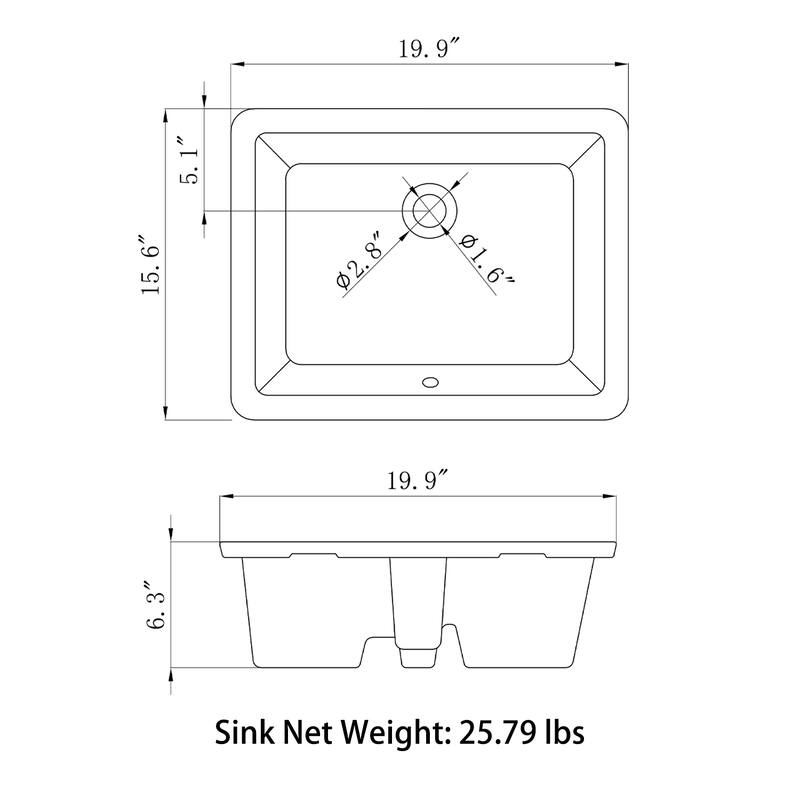 Sinber White Ceramic Bathroom Vanity Undermount Sink