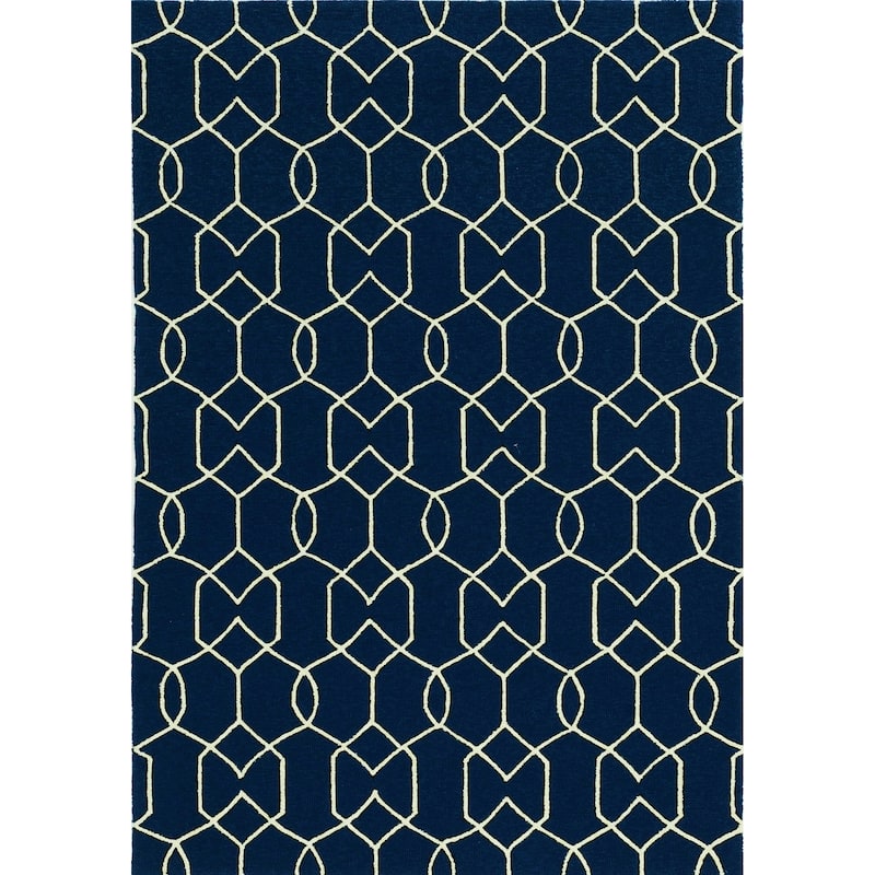 Lalo Sleek Geometric Weather Resistant Trendy Modern Hand-Woven Outdoor Rug - 7' X 10'
