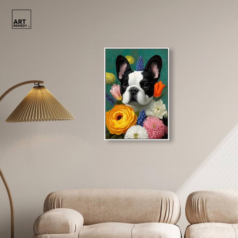Secret Garden Frenchie Canvas by Art Remedy