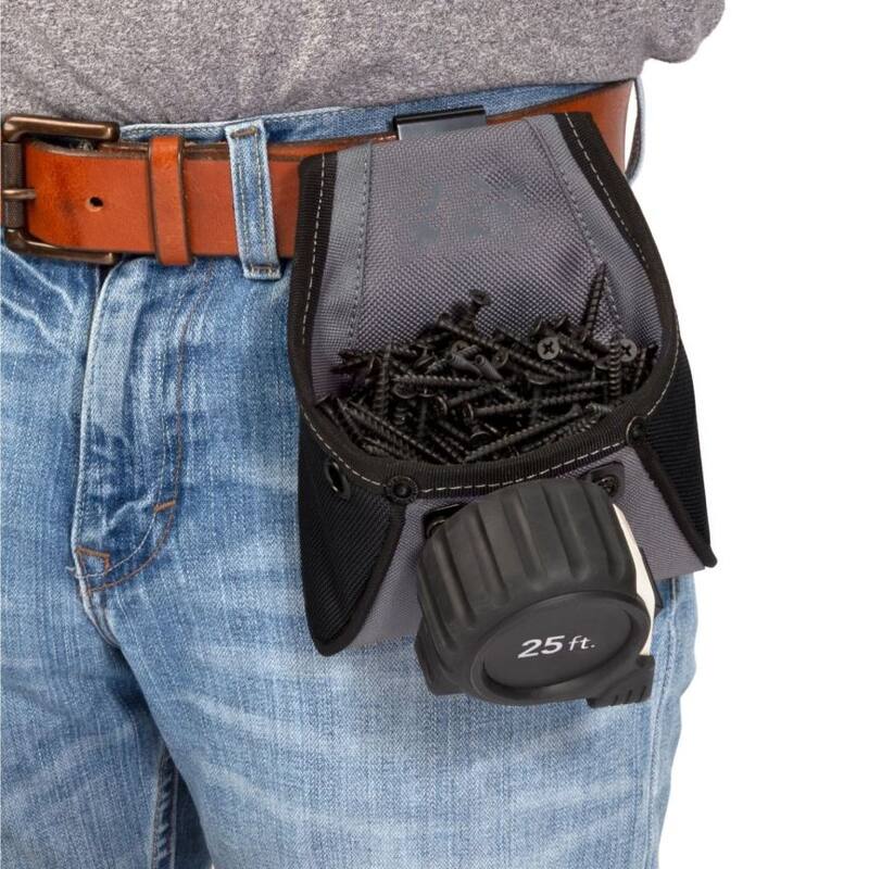 SOGCASE Tool Pouch With Belt Clip – XL Nails & Screws Bag For Electricians, Carpenters, And Tradespeople (Black, 7.09" X 5.31" X 2.95")