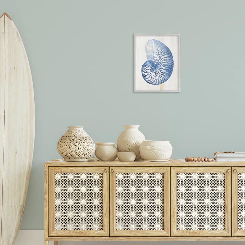 Stupell Blue Nautilus Shell Framed Giclee Art Design By Susan Arnot