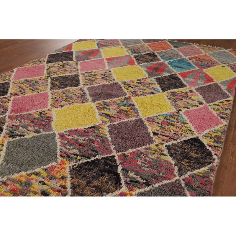 Trellis Plush Moroccan Area Rug Handmade Wool Carpet - 6'0" x 9'6"