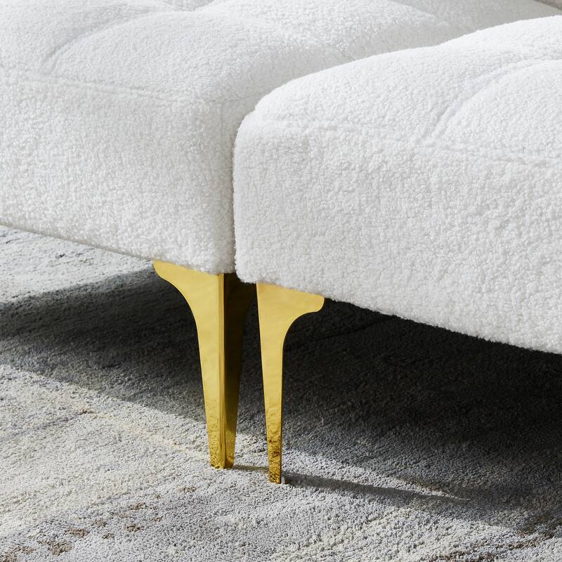 Convertible Sofa Bed with Teddy Fabric, Freely Configurable Sections