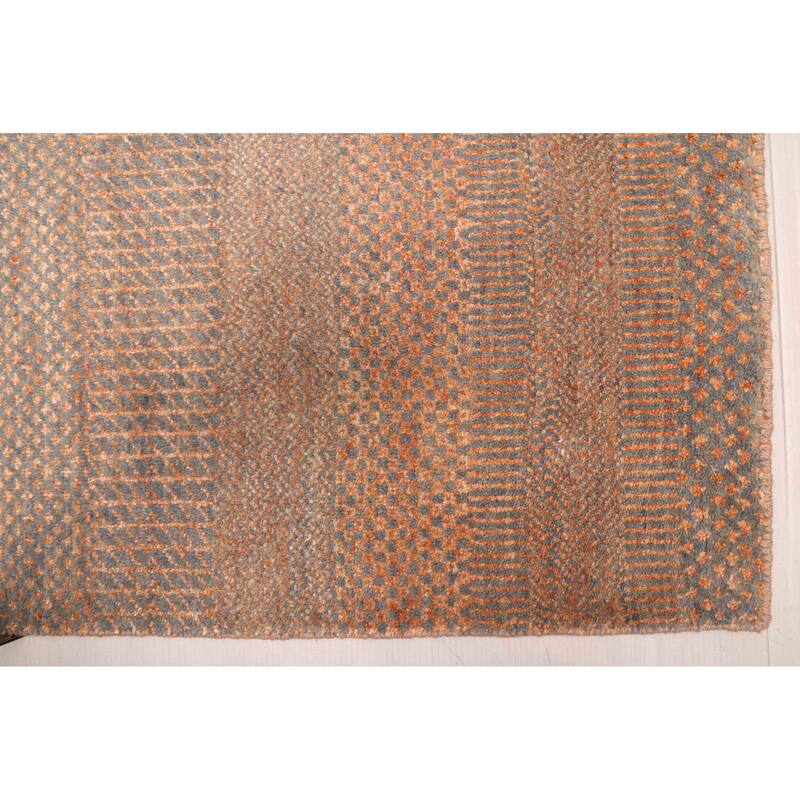 ECARPETGALLERY Hand-knotted Finest Silk Shadow Copper Silk, Wool Rug - 2'7 x 12'2