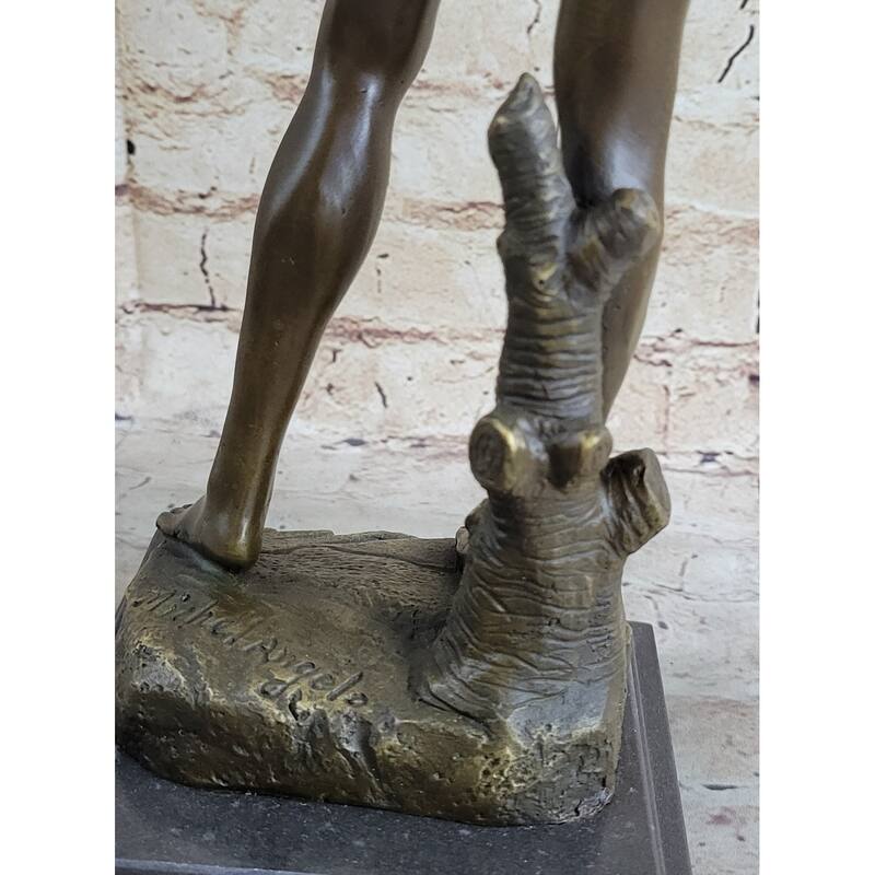 Michelangelos David Bronze Minature Replica Statue Sculpture Figure 18 Inches X 5 Inches