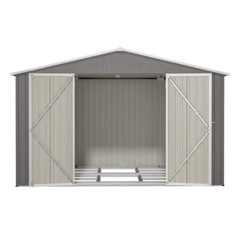 GDFStudio - Evelyn Spacious Outdoor Waterproof Tool Storage Shed with Durable Metal Frame