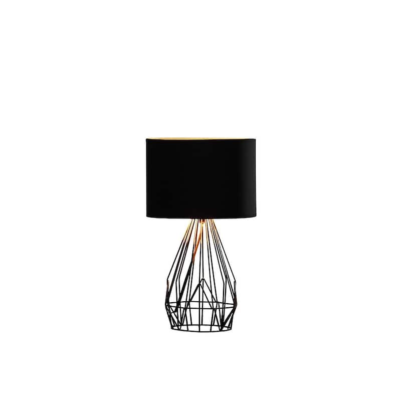 17.5" In Industrial Farm Metal Cage Black Table Lamp