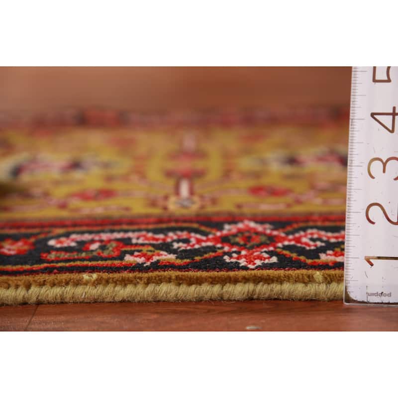 Hand Knotted Oriental 100% Wool Carpet Traditional Geometric Yellow & Gold Heriz (serapi) Runner Rug - 7' 11'' X 2' 7''