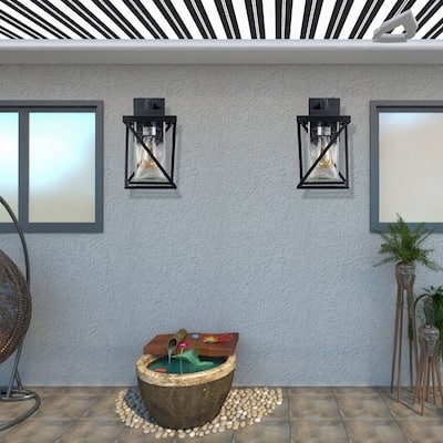 Maxax Black 12.2'' H Outdoor Wall Lantern with Dusk to Dawn (Set of 2) - 12.2*8.1*6.7