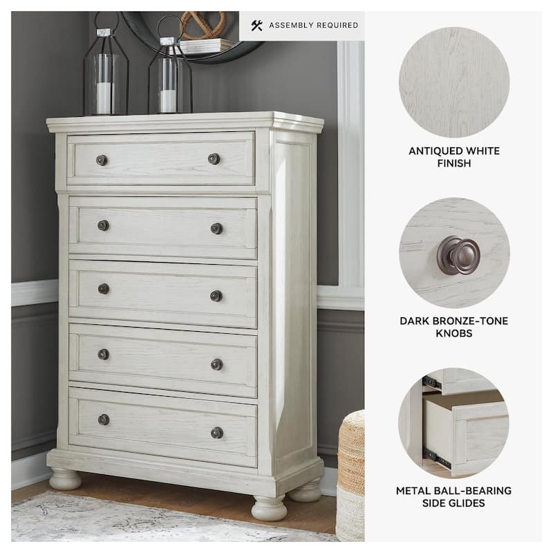 Signature Design by Ashley Robbinsdale Antique White Five Drawer Chest