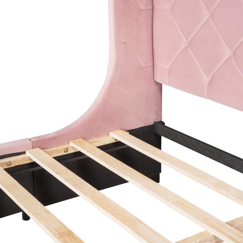 Queen Storage Bed with Wingback Headboard