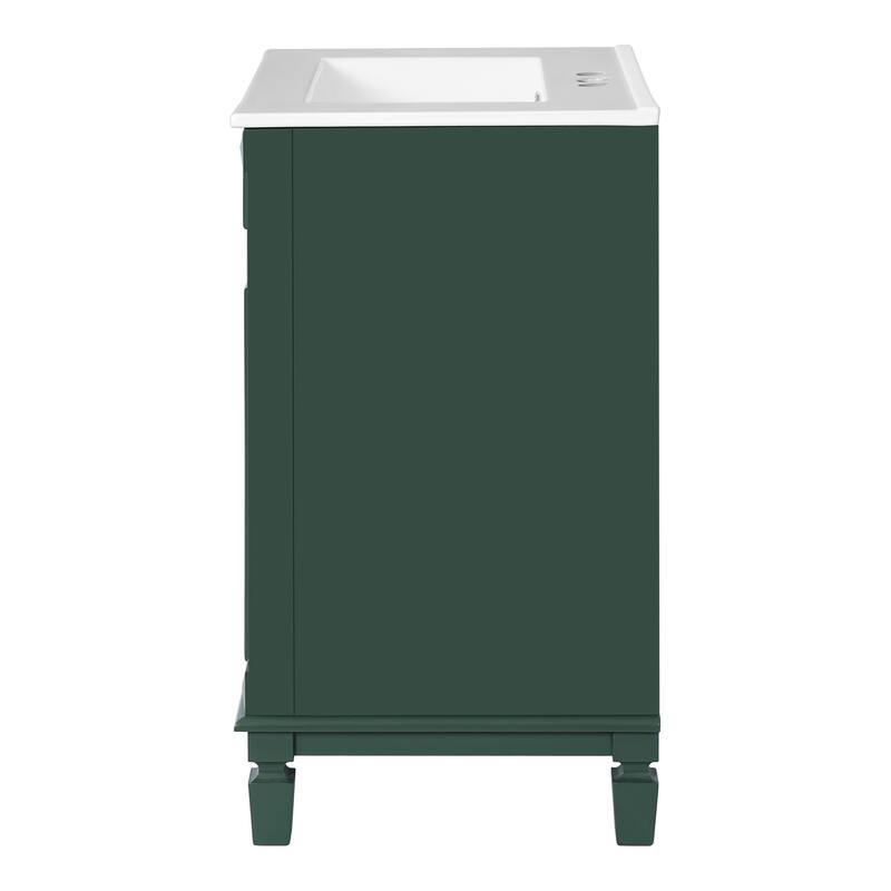 GDF Studio - Monteria Modern Solid Wood Bathroom Vanity with Ceramic Sink, 2 Drawers and Adjustable Shelf - 24'W