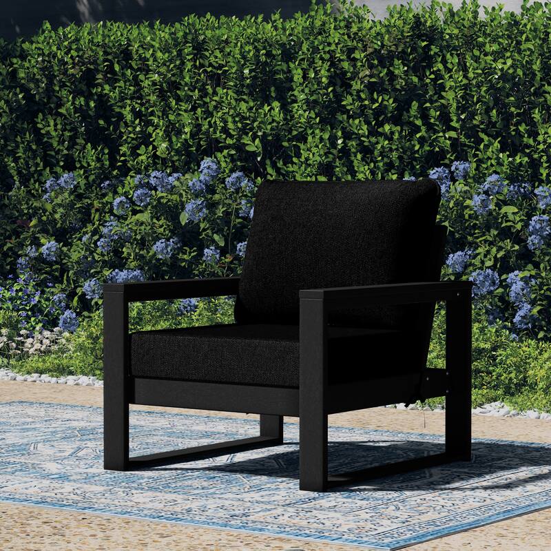 Polytrends Endless Patio Deep Seating Club Chair with Black Frame