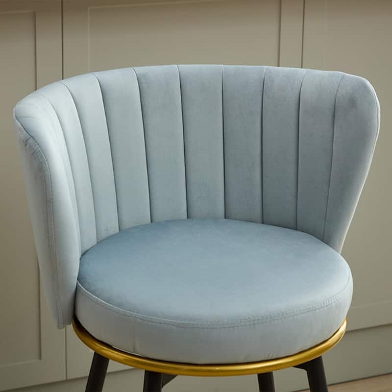 360° Swivel Upholstered Barstools with Backs and Metal Legs( Set of 2)