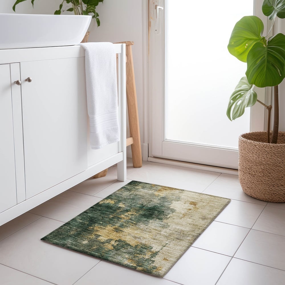 Machine Washable Indoor/ Outdoor Abstract Modern Chantille Rug