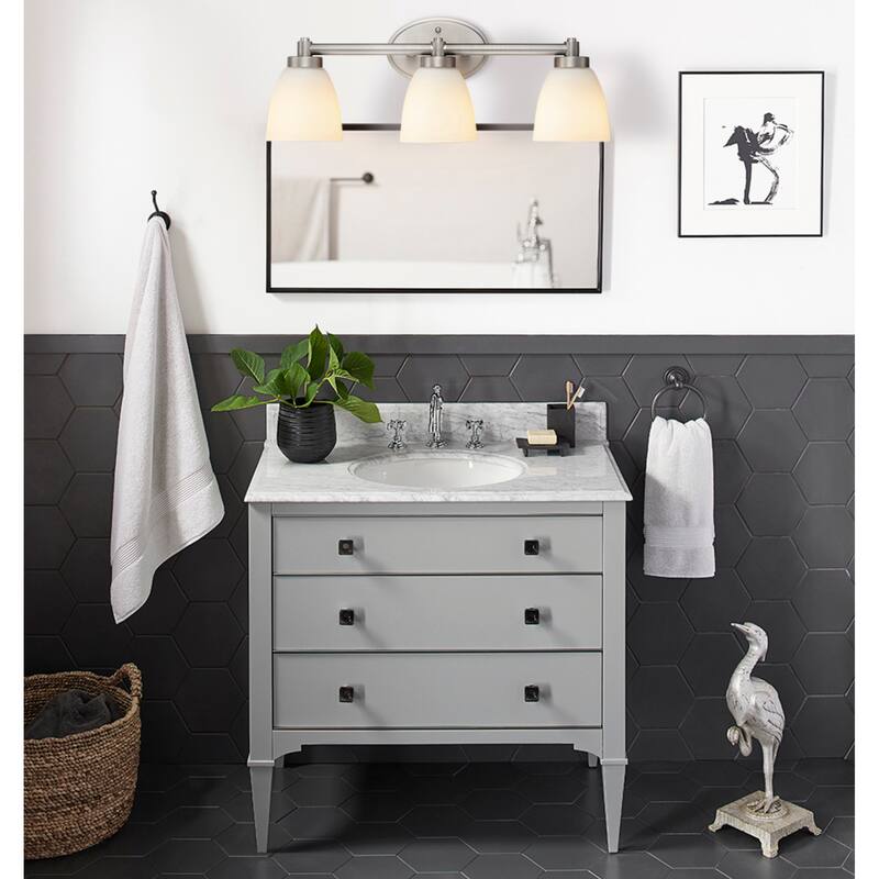 3-Light Dimmable Brushed Nickel Vanity Light Fixture
