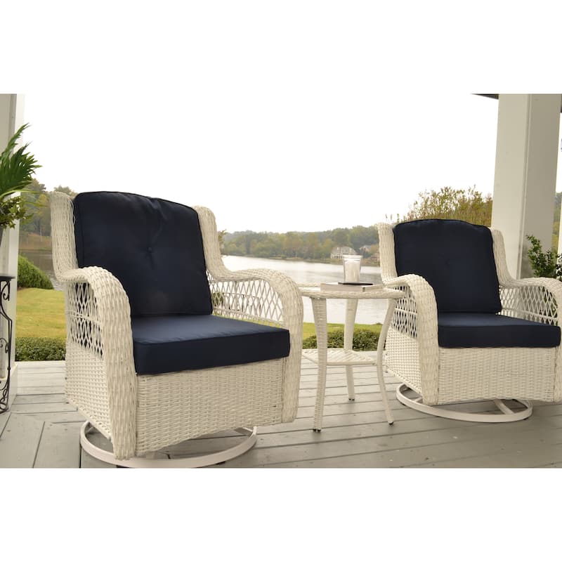Rio Vista Outdoor Wicker Swivel Glider Chair Set (3-Piece)