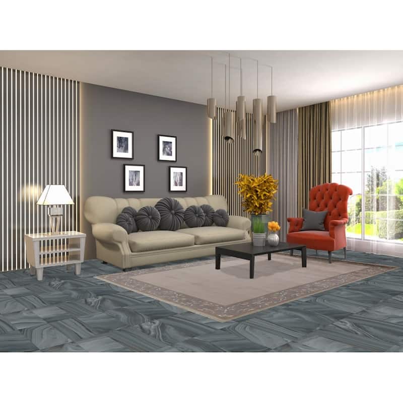 Bordered Nepalese Oriental Wool Area Rug Hand-knotted Office Carpet - 5'6" x 8'7"