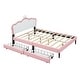 preview thumbnail 9 of 16, Upholstered Princess Bed with Crown Headboard and 2 Drawers