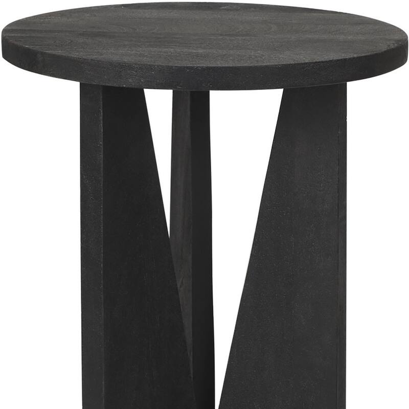 HomeRoots 18" Black Solid Wood and Wood Tray Table - 18.00 in. x 22.50 in. x 18.00 in.