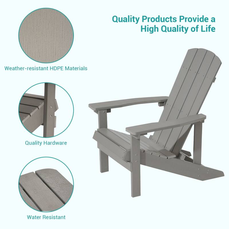 Bonosuki Patio Faux Wood Adirondack Chair Weather Resistant-Set of 2