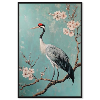 Crane in Blossom Canvas by Art Remedy