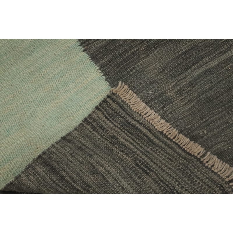 Hand Woven Oriental 100% Wool Carpet Southwestern Modern Multi-Colored Kilim Runner Rug - 10' 0'' X 2' 7''