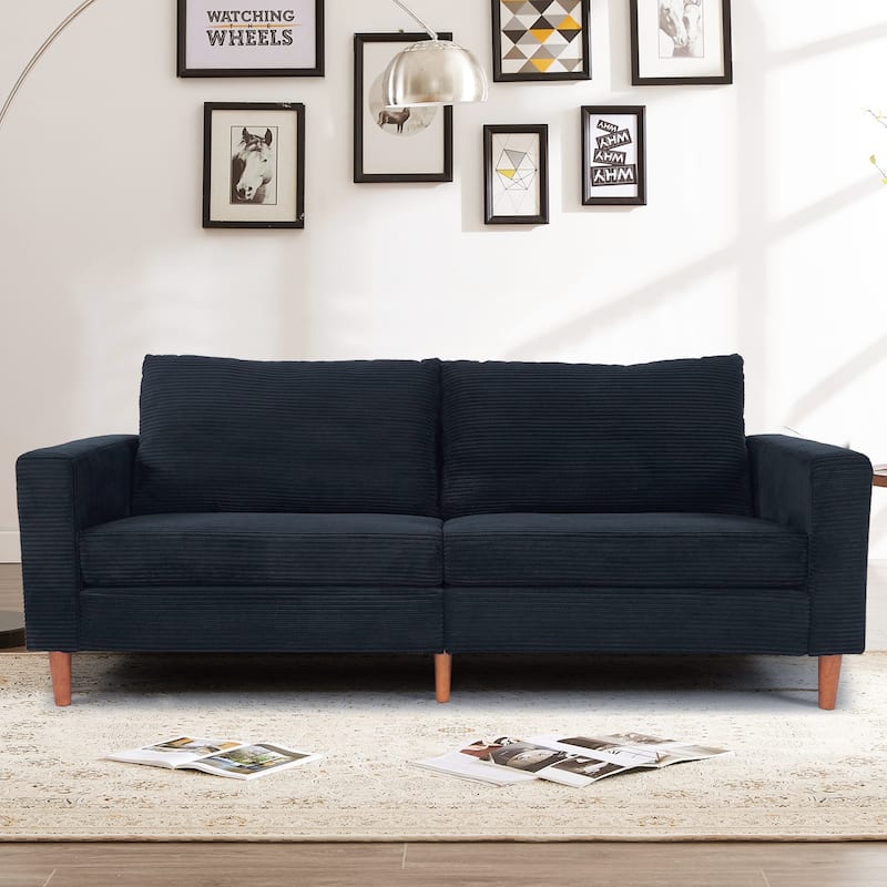 Chic 83 in. Chenille Convertible Futon Sofa Bed, Loveseat Sofa with Square Arm for Living Space - Black