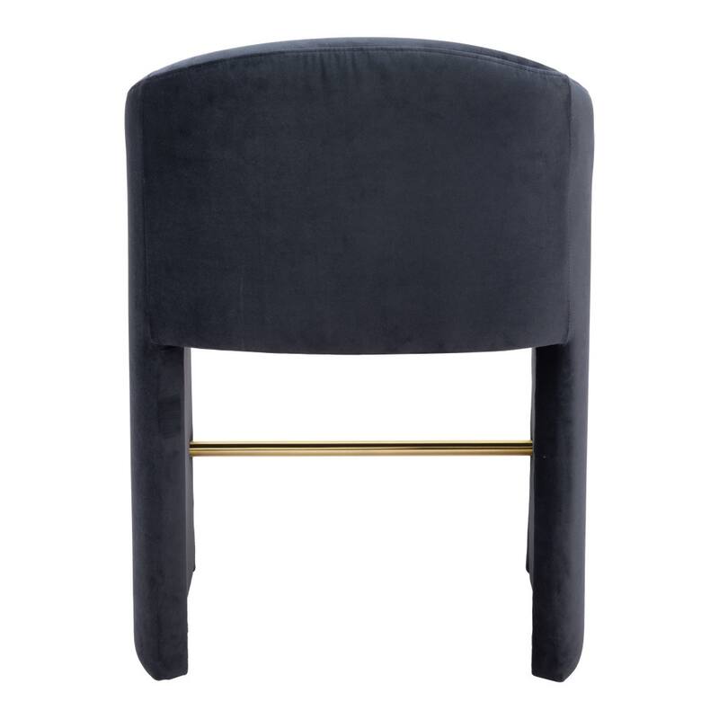 HomeRoots 26" Gray and Gold Velvet and Steel Counter Height Bar Chair