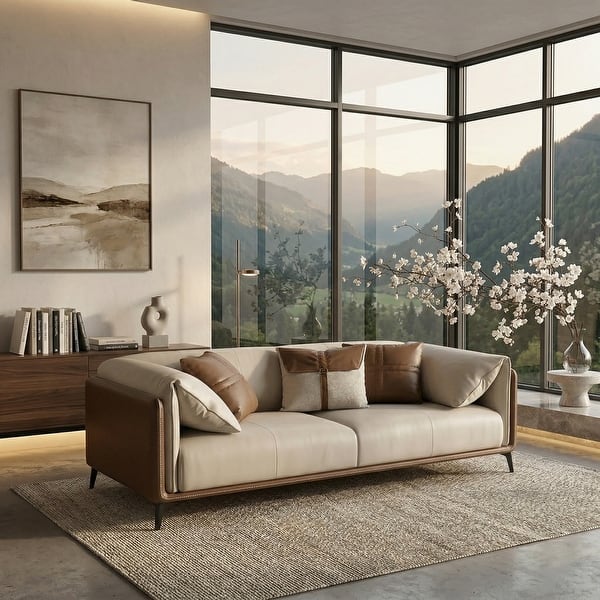 Modern Faux Leather Sofa with High-Resilience Foam, 1/2/3 Seater Contemporary Couch for Living Room & Apartment - On Sale - Bed Bath & Beyond