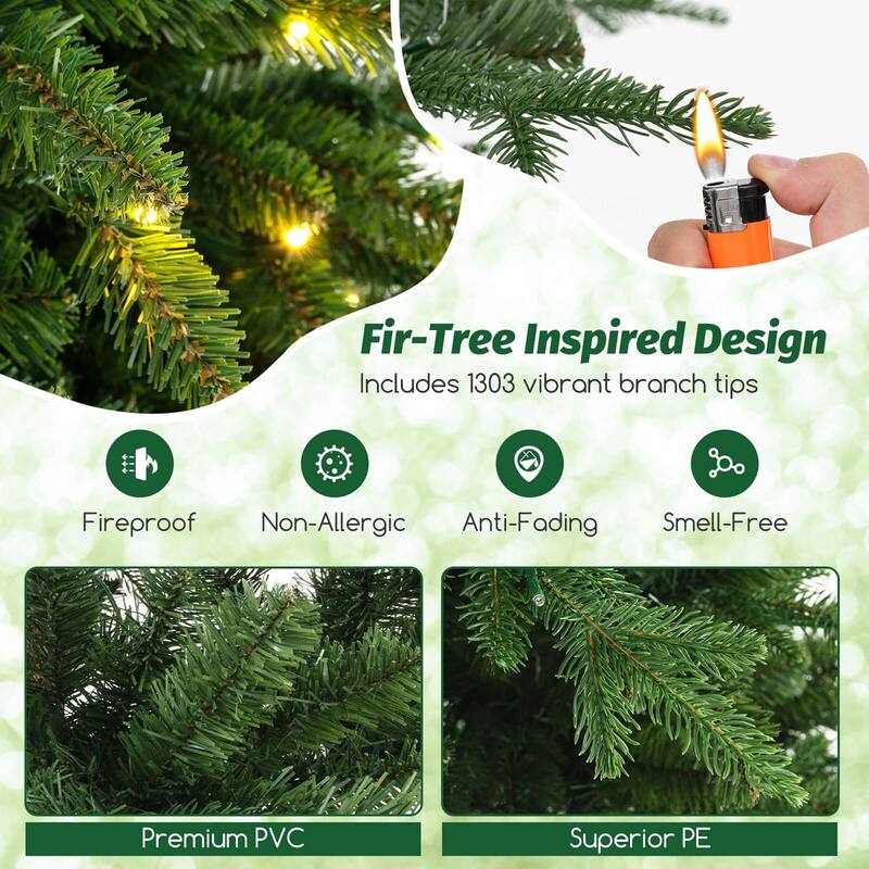 Costway 7 FT Artificial Xmas Tree with 1303 PE PVC Branch Tips 500 - See Details