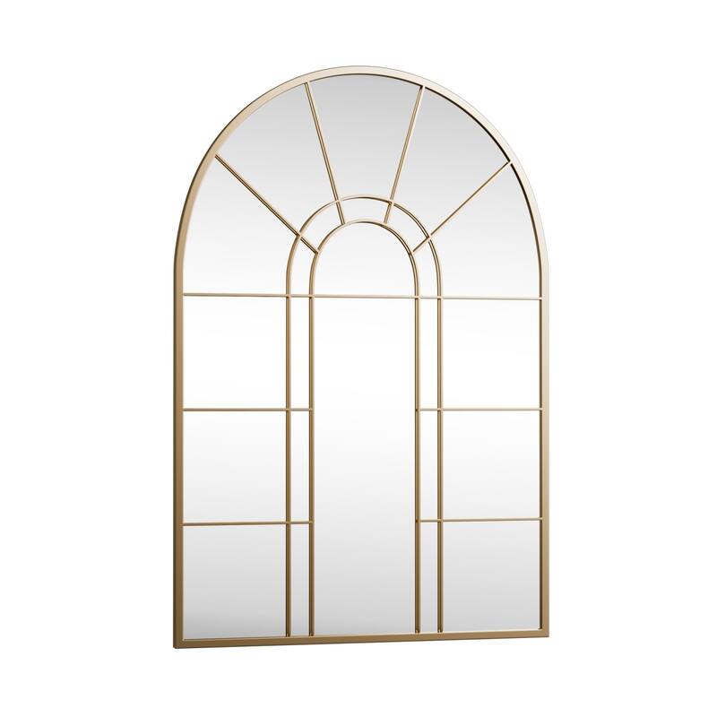 HomeRoots 41" Gold Arch Metal Window Pane Framed Accent Mirror - 28.00 in. x 41.00 in. x 0.78 in.