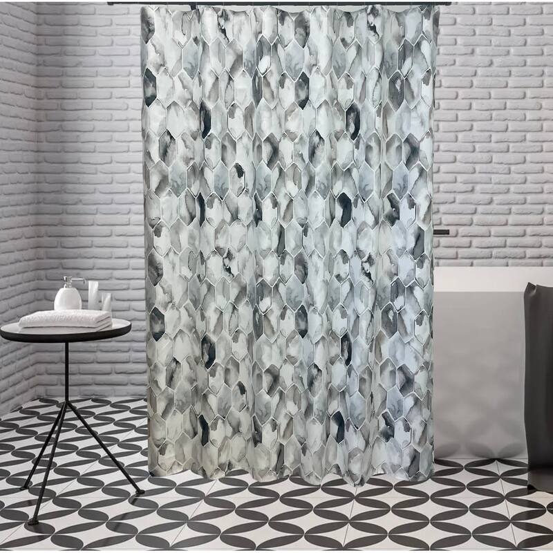 Allen Watercolor Tiles Single Shower Curtain
