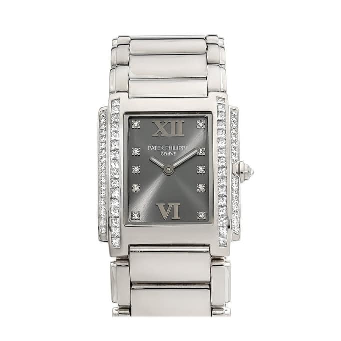 Patek Philippe Pre-Owned Diamond Double Vertical Women's Watch - Grey - 30mm