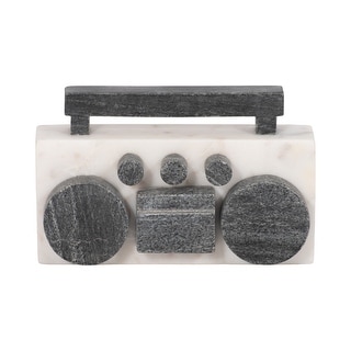 Sagebrook Home 8" Marble Boombox Decorative Object - White and Black - 8" x 2" x 5"