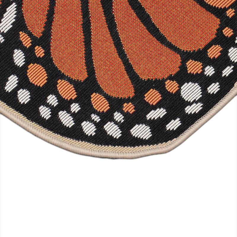 Liora Manne Esencia Monarch Indoor/Outdoor Mat Orange 3'3" x 1'9" SHAPED - 3'3" x 1'9" SHAPED