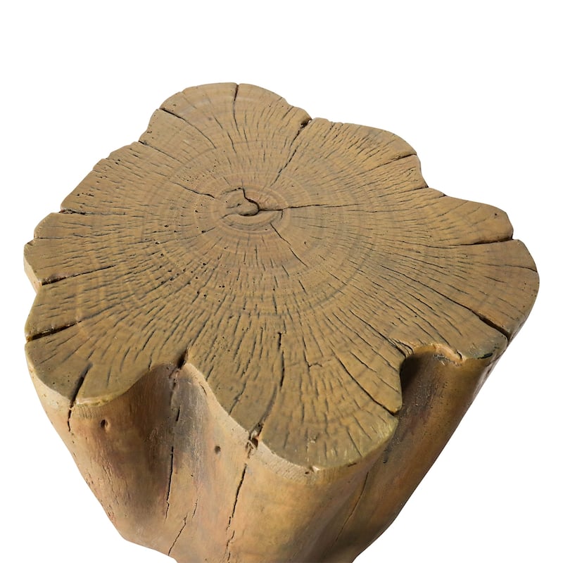 Outdoor End Table Faux Wood, 17.9in Wood Stump Stool, Deck or Garden