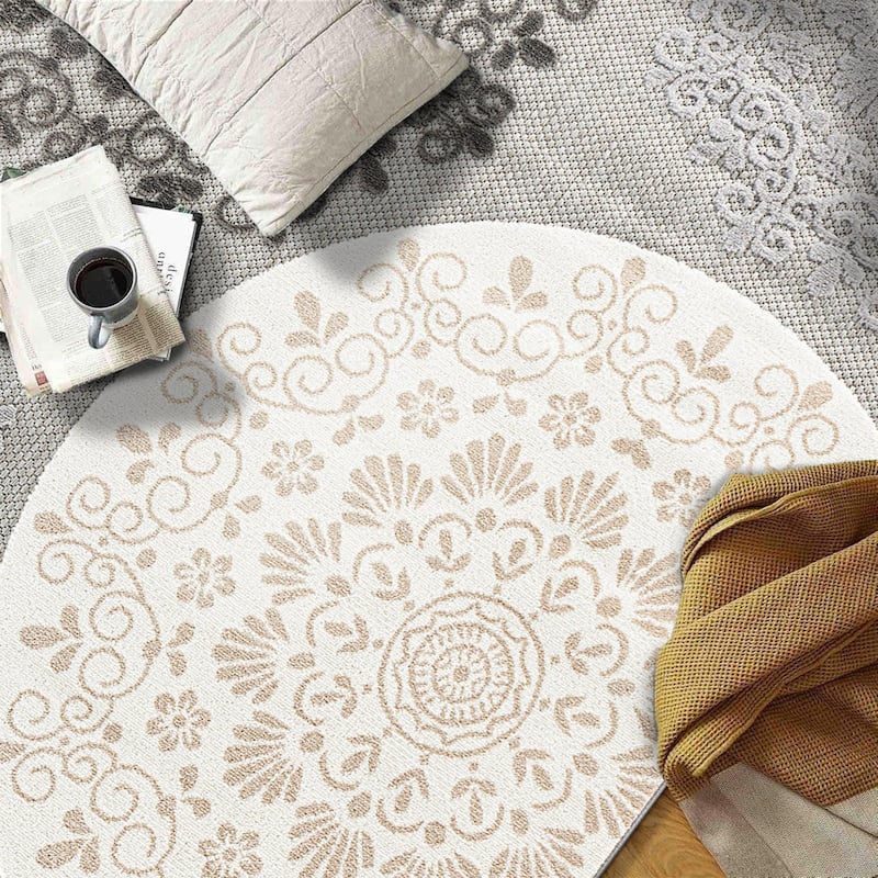 Verona Contemporary Floral Circles Indoor/Outdoor Area Rug