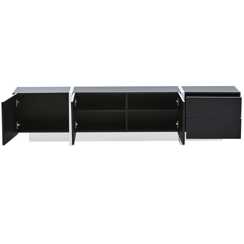 Modern Rectangle TV Stand for TVs Up to 80" with High Gloss UV Surface