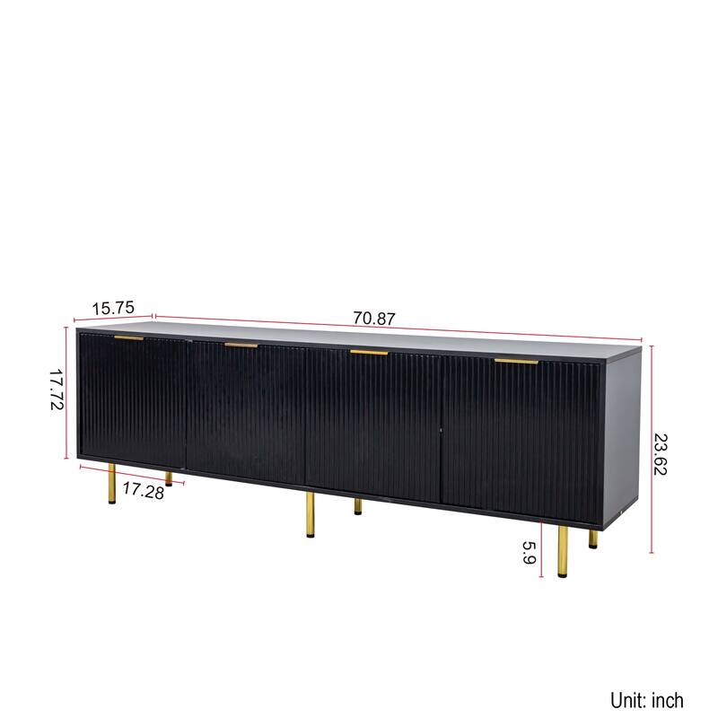 Stylish Contemporary Black Entertainment Center For 80-Inch Flat Screens, Perfect For Living Spaces And Bedroom Areas