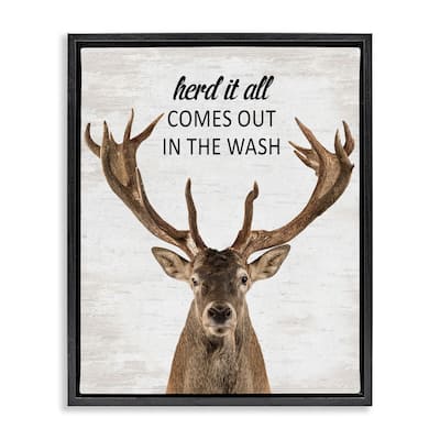 Stupell Herd It Comes Out In Wash Framed Floater Canvas Wall Art Design By Lettered and Lined
