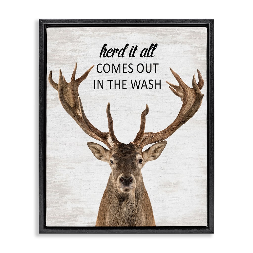 Stupell Herd It Comes Out In Wash Framed Floater Canvas Wall Art Design By Lettered and Lined