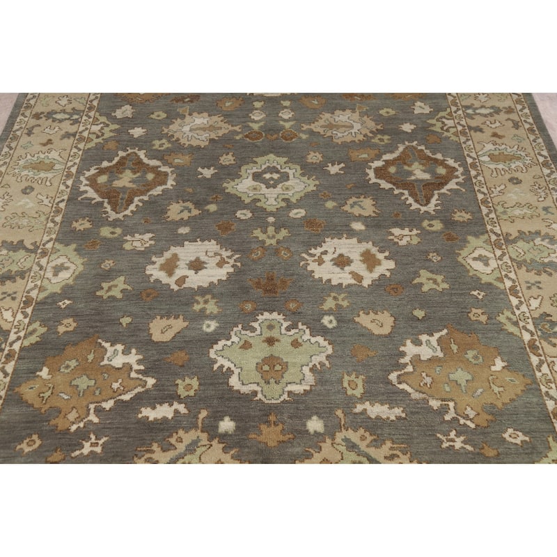 Gray Oushak Indian Area Rug Handmade Wool Carpet - 8'3" x 10'0"