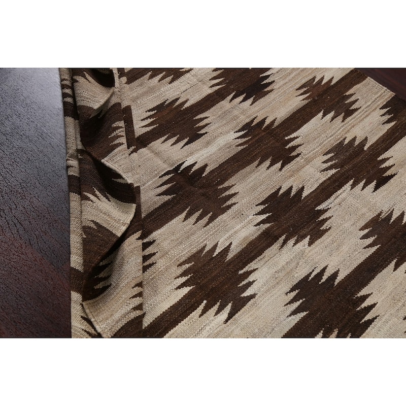Natural Dye Tribal Kilim Contemporary Area Rug Flat-weave Wool Carpet - 4'9" x 6'7"