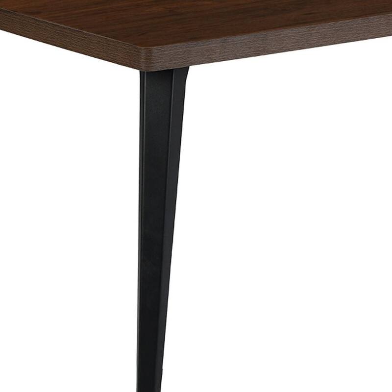 HomeRoots 63" Dark Brown and Black Wood and Metal Dining Table - 62.90 in. x 28.30 in. x 35.40 in.