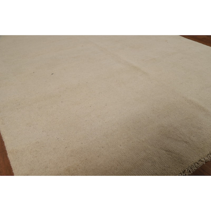Gabbeh Modern Oriental Rug Handmade Beige Wool Carpet - 4'8"x 6'3"