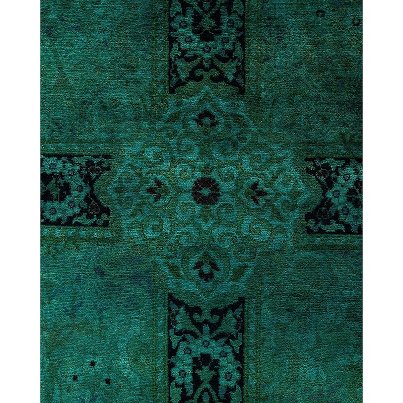 Overdyed, One-of-a-Kind Hand-Knotted Area Rug - Green - 12' 2" x 17' 10"