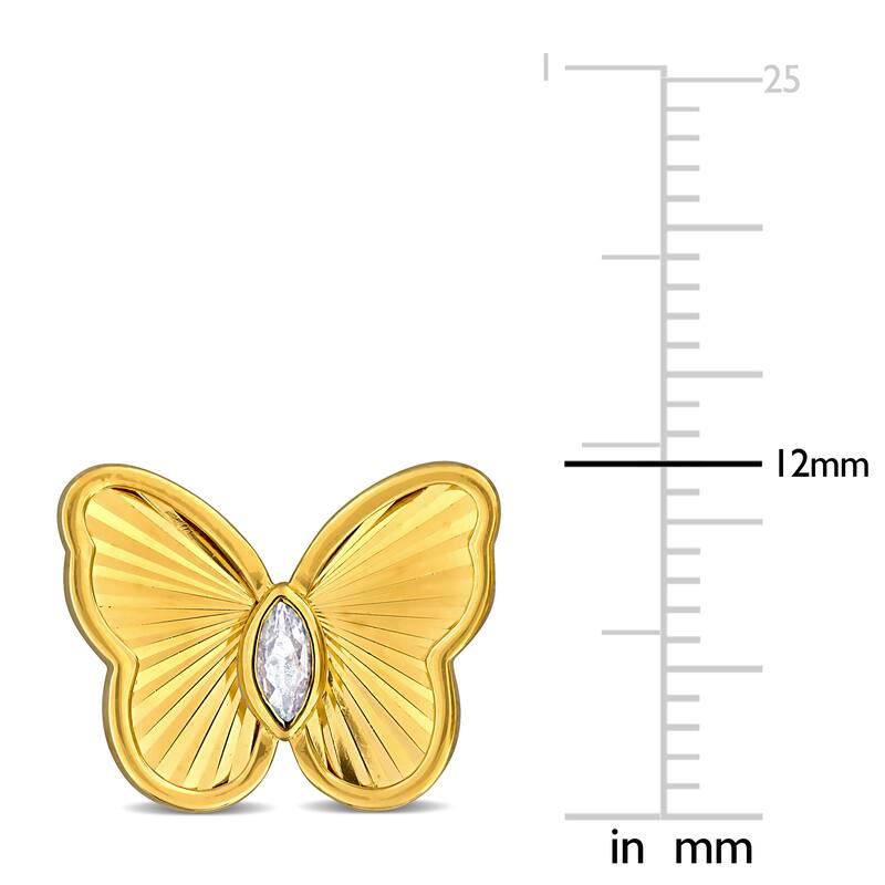 Miadora 1/4ct TGW Marquise-Cut Created White Sapphire Butterfly Stud Earrings in Yellow Silver